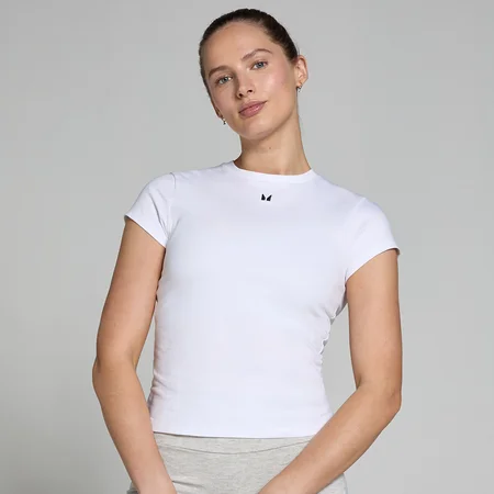 MP Dámské Basics Body Fit Tričko s Krátkým Rukávem – Bílé