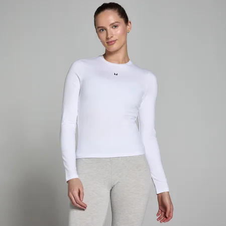 MP Dámské Basics Body Fit Tričko s Dlouhým Rukávem – Bílé