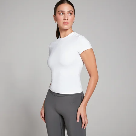 MP Dámské Tempo Body Fit Tričko s Krátkým Rukávem – Bílé
