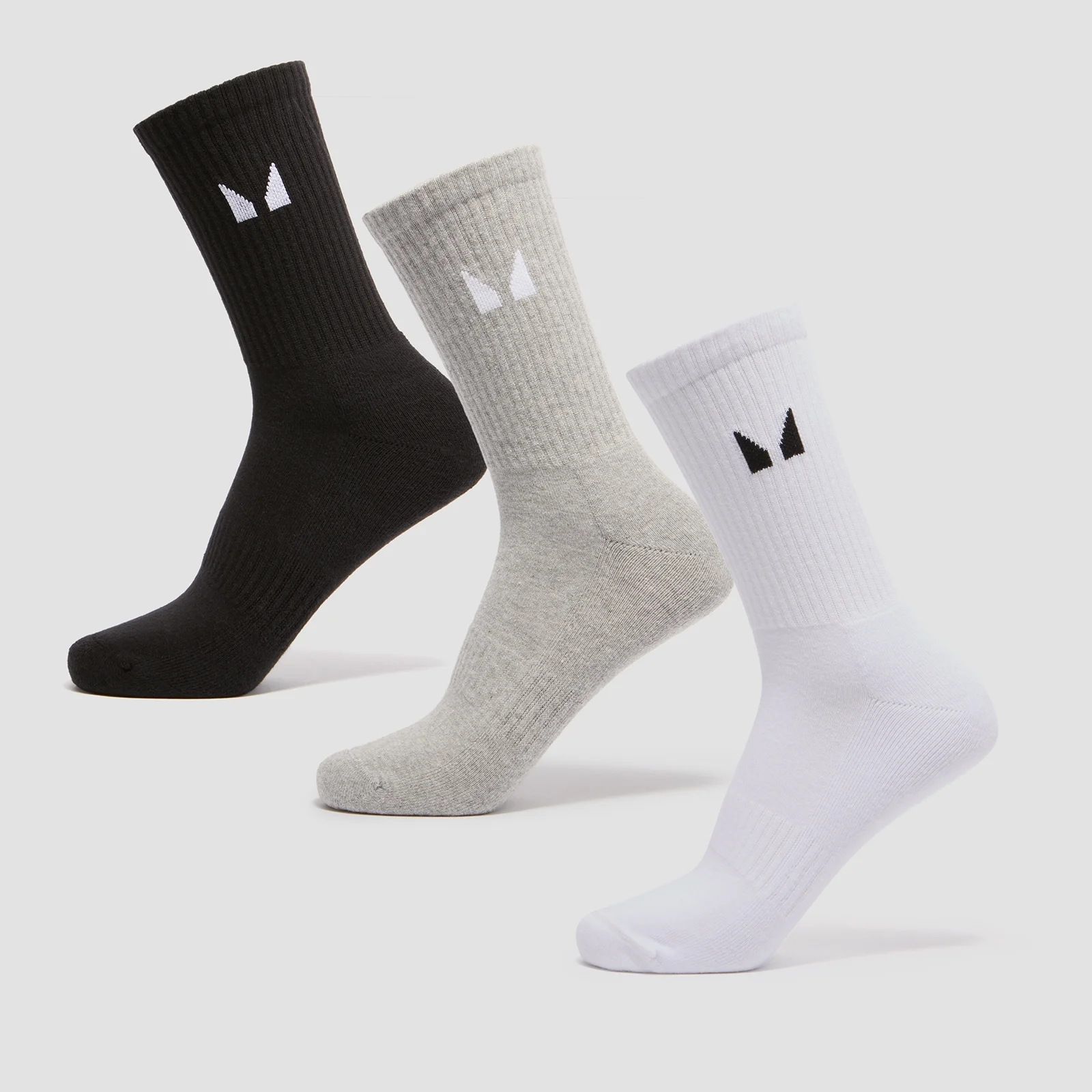 MP Unisex Crew Ponožky (3 balení) – Bílé/Černé/Šedé Melírované - UK 6-8 Obrázek 1