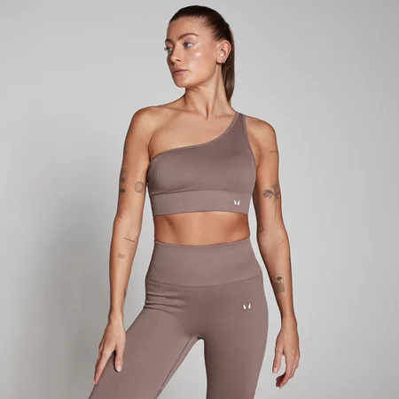 MP Dámská Tempo Rib Seamless Asymmetric Podprsenka – Oříšková