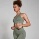 MP Dámská Tempo Rib Seamless Asymmetric Podprsenka – Mechově Zelená