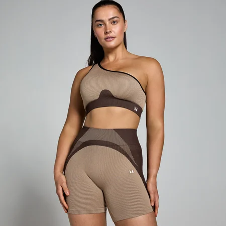 MP Dámská bezešvá podprsenka Contrast Rib – Kašmír/espresso