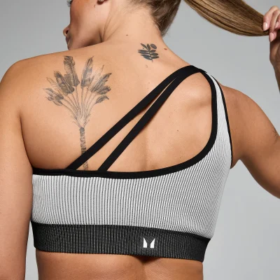MP Dámská bezešvá podprsenka Contrast Rib – Černo-bílá - XL Obrázek 6