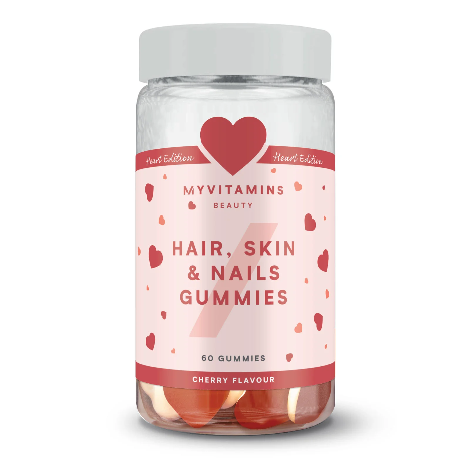 Žvýkací bonbóny pro vlasy, pokožku a nehty – Vrstvené srdíčko - 60gummies - Třešeň Obrázek 1