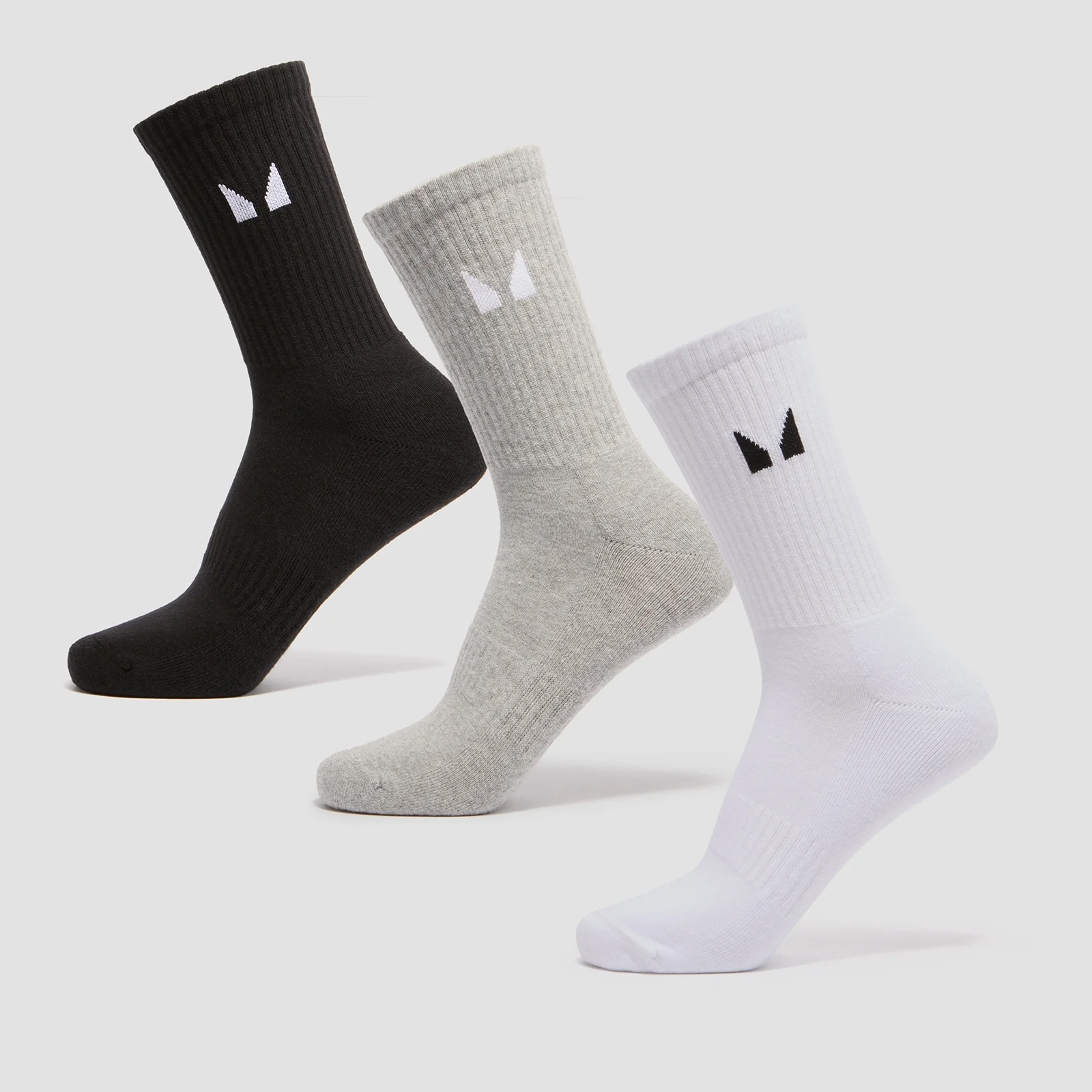 MP Unisex Crew Socks (3 Pack) - White/Black/Grey Marl - UK 6-8 Obrázek 1