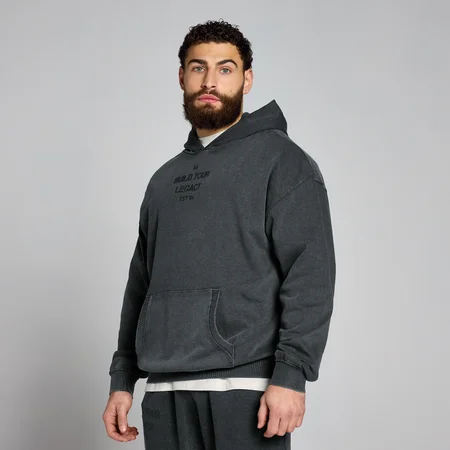 MP Origin Washed Graphic Mikina S Kapucí – Sepraná Černá