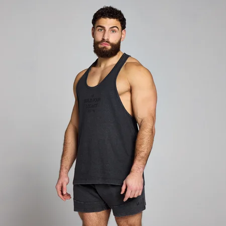 MP Pánské Origin Washed Graphic Tílko – Seprané Černé