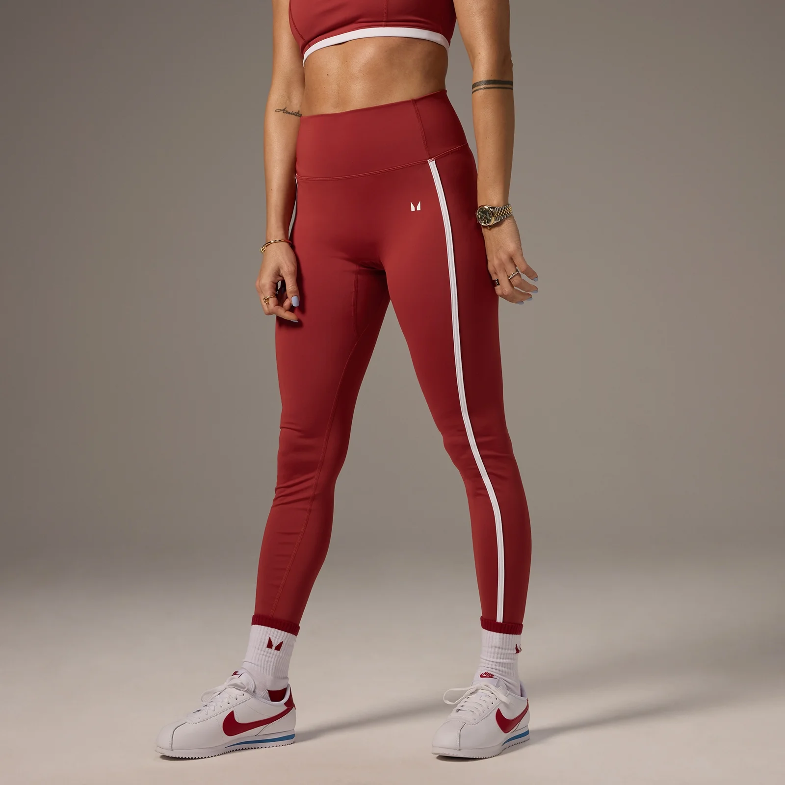 MP X Tatiana Contrast Striped Legíny – Seprané Rezavé - XS Obrázek 1