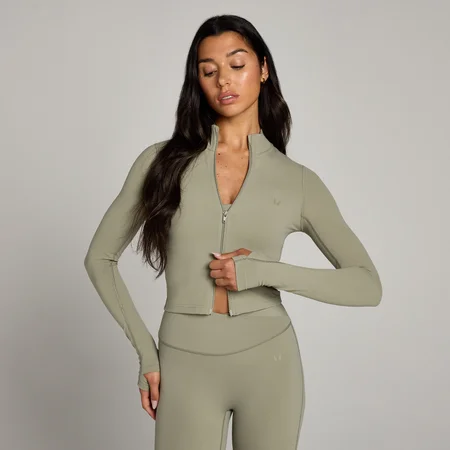 MP Dámská Tempo Cropped Bunda – Šedozelená
