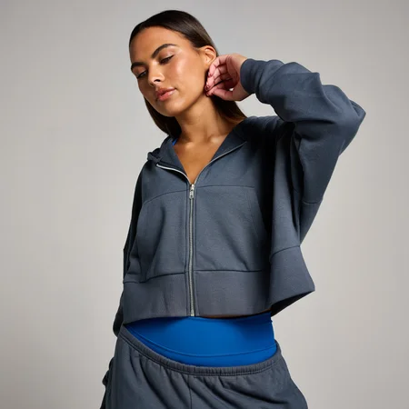 MP Dámská Tempo Cropped Zip Through Mikina S Kapucí – Půlnoc