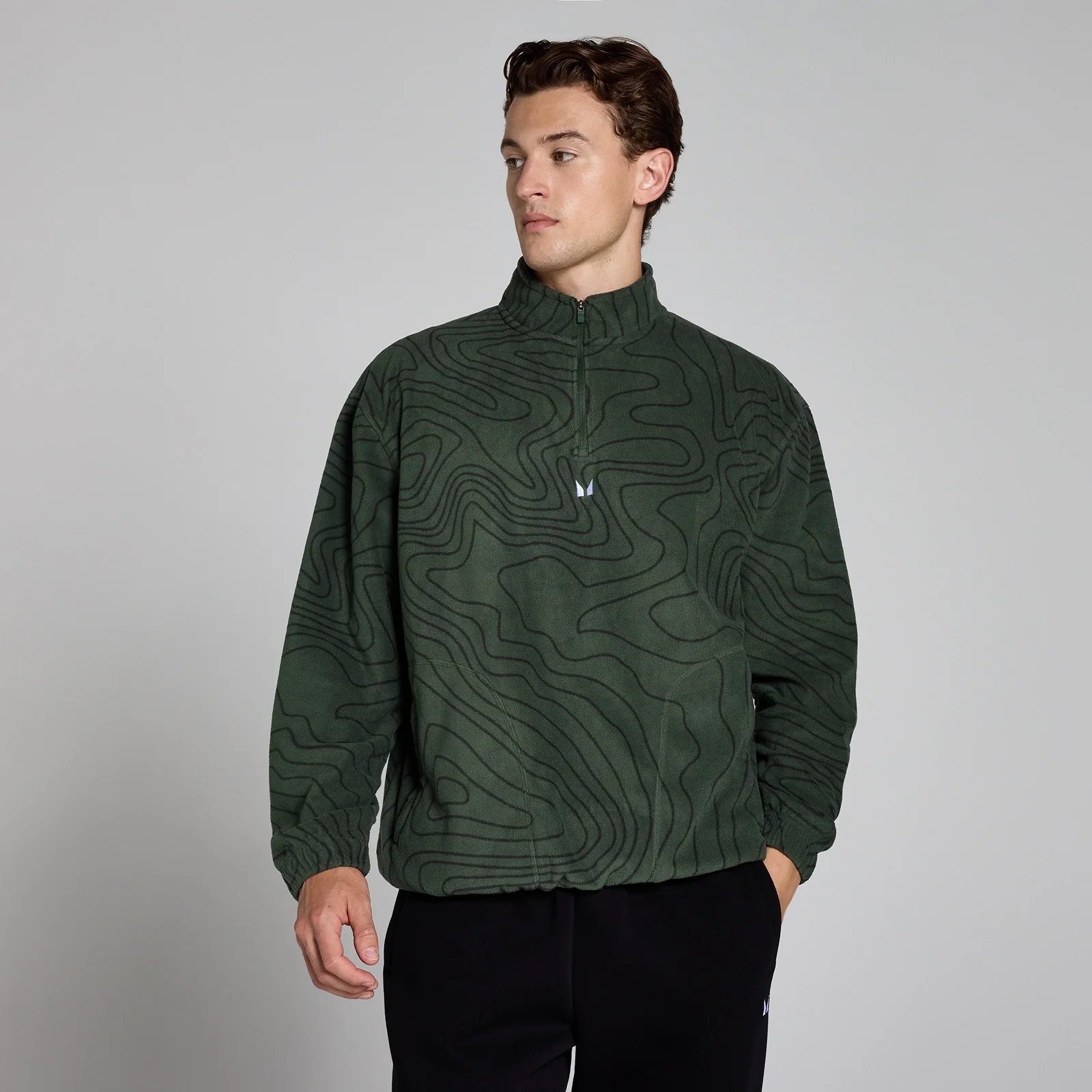 MP Pánská Printed 1/4 Zip Fleece Mikina – Lesní Zelená - XS Obrázek 1