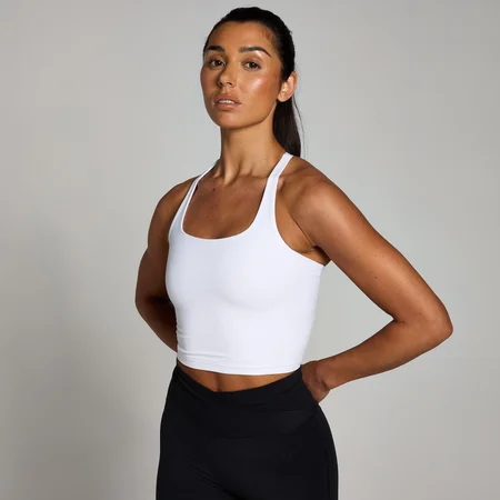 MP Dámské Tempo Strappy Racerback Tričko Bez Rukávů – Bílé