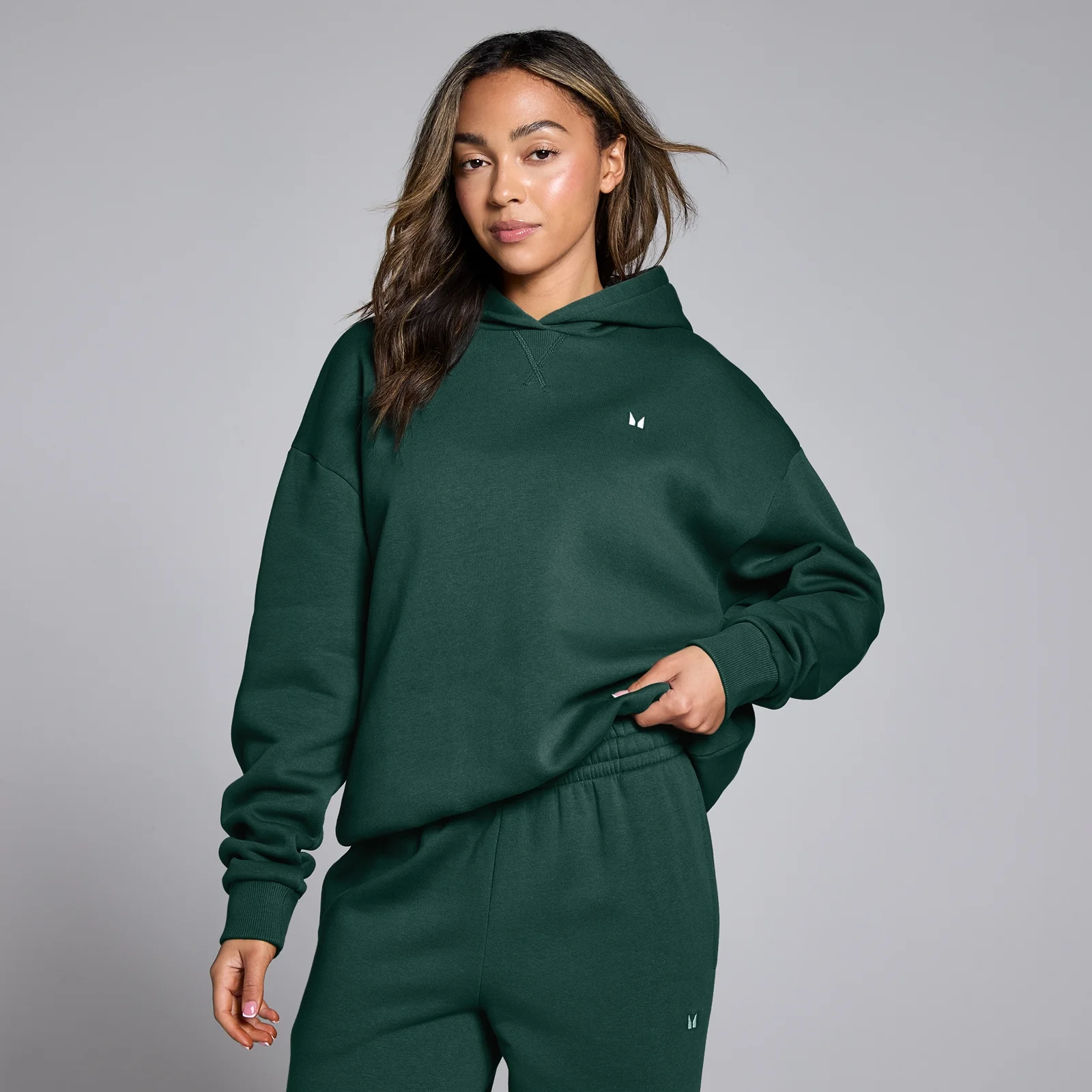 MP Dámská Basics Oversized Mikina S Kapucí – Tmavě Smaragdová - XS Obrázek 1