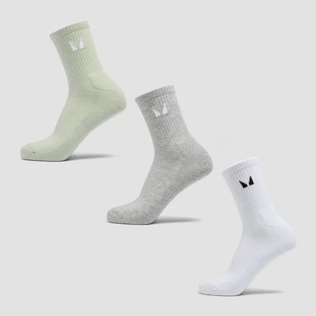 MP Unisexové Ponožky (3 Páry) – Šedé/Matcha/Bílé