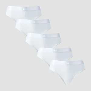 MP Dámské Mid Rise Bikini Kalhotky (5 ks v balení) – Bílé - Size XS