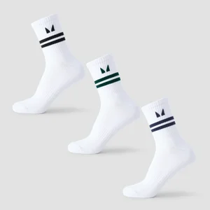 MP Stripe Retro Crew Ponožky (3 páry) – Černé/Tmavě Smaragdové/Tmavě Safírové - Size UK 2-5