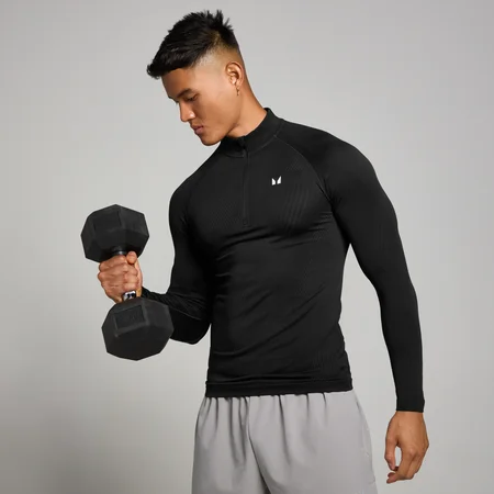 MP Pánský Tempo Pillar Graphic Seamless 1/4 Zip – Černý