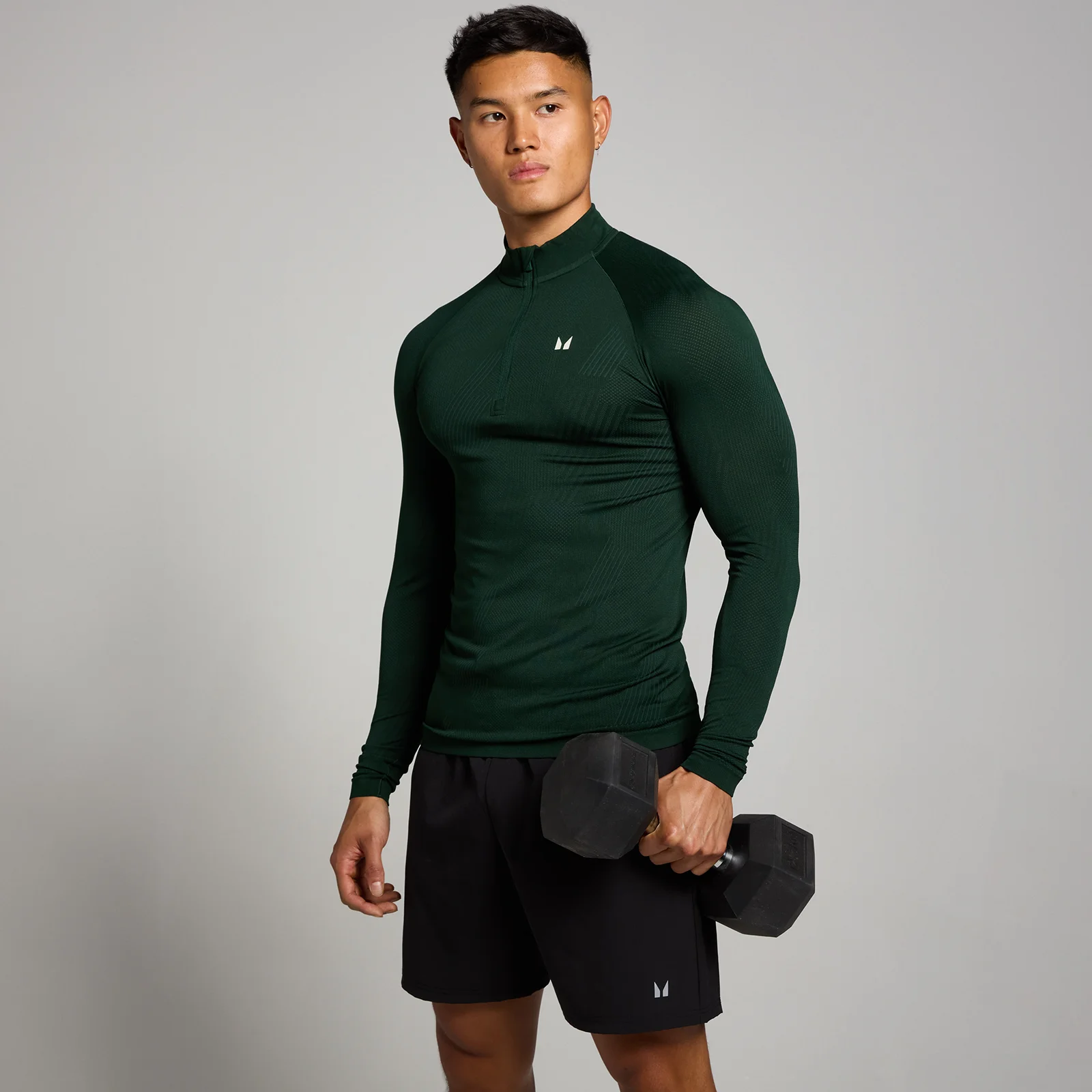 MP Pánský Tempo Pillar Graphic Seamless 1/4 Zip – Tmavě Smaragdový - XS Obrázek 1