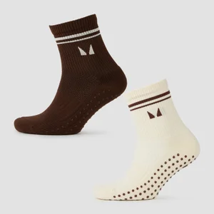 MP Pilates Ponožky (2 páry v balení) – Jemné Krémové/Čokoládové - Size UK 2-5