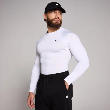 MP Pánské Training Baselayer Triko S Dlouhým Rukávem – Bílé
