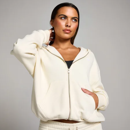 MP Dámská Basics Zip Through Mikina S Kapucí – Jemně Krémová