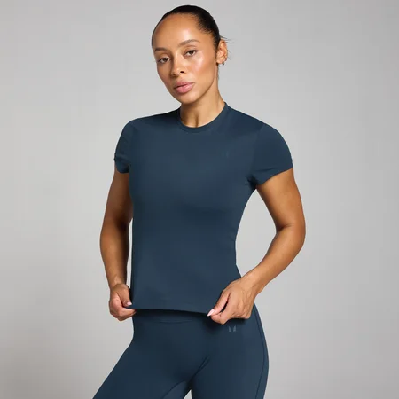 MP Dámské Tempo Body Fit Tričko s Krátkým Rukávem – Tmavě Safírové