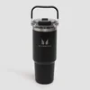 Myprotein Recyklovaná Kovová Láhev se Slámkou a Uchem 900ml - Černá