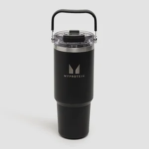 Myprotein Recyklovaná Kovová Láhev se Slámkou a Uchem 900ml - Černá - Colour Black