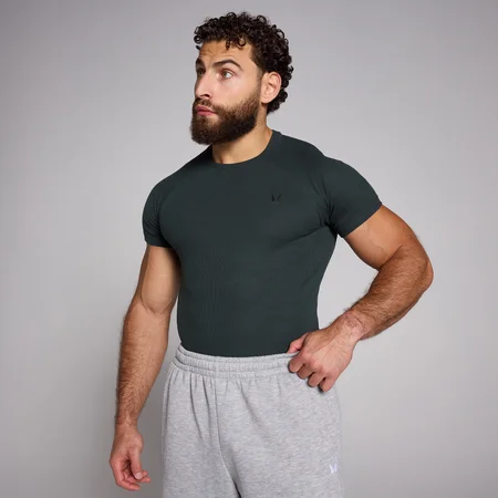MP Pánské Origin Ribbed Muscle Fit Tričko – Seprané Černé