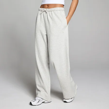 MP Dámské lehké tepláky s rovnými nohavicemi a smyčkovým pletením - Šedý melír