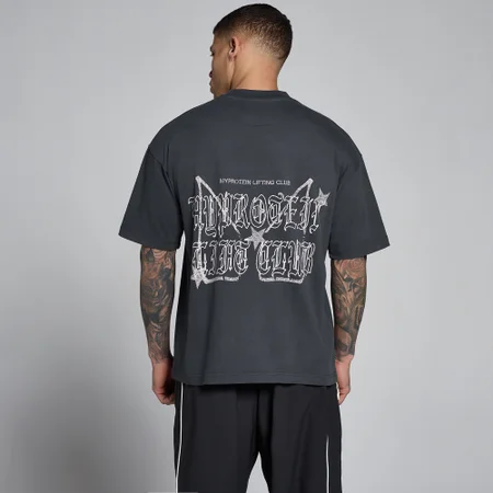 MP Pánské Lift Graphic Prané Oversized Bavlněné Tričko - Tmavě Šedá