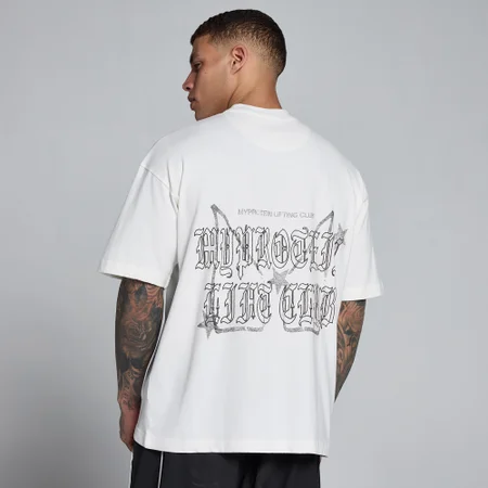 MP Pánské Lift Graphic Prané Oversized Bavlněné Tričko - Vintage Bílá
