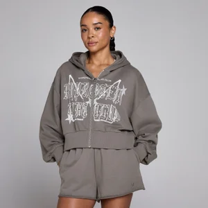 MP Dámská Lift Grafická Lifestylová Mikina se Zipem - Tmavě Hnědá - Size S