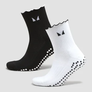 MP Volánkové Ponožky na Pilates (2 kusy) - Černá/Bílá - Size UK 6-8