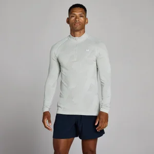 Pánské Tričko MP Tempo Pillar Graphic Seamless se Zipem 1/4 - Chromová - Size M