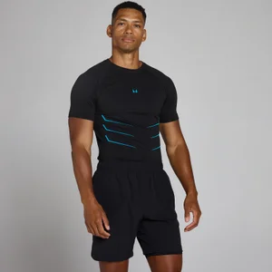 Lift Bezešvé Tričko Muscle Fit - Vybledlá Černá/Power Modrá - Size XS