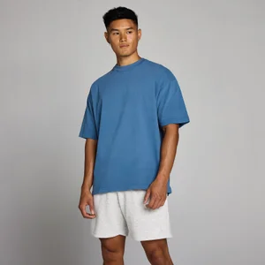 MP Pánské Bavlněné Tričko Oversized s Vintage Úpravou - Modrá - Size XS