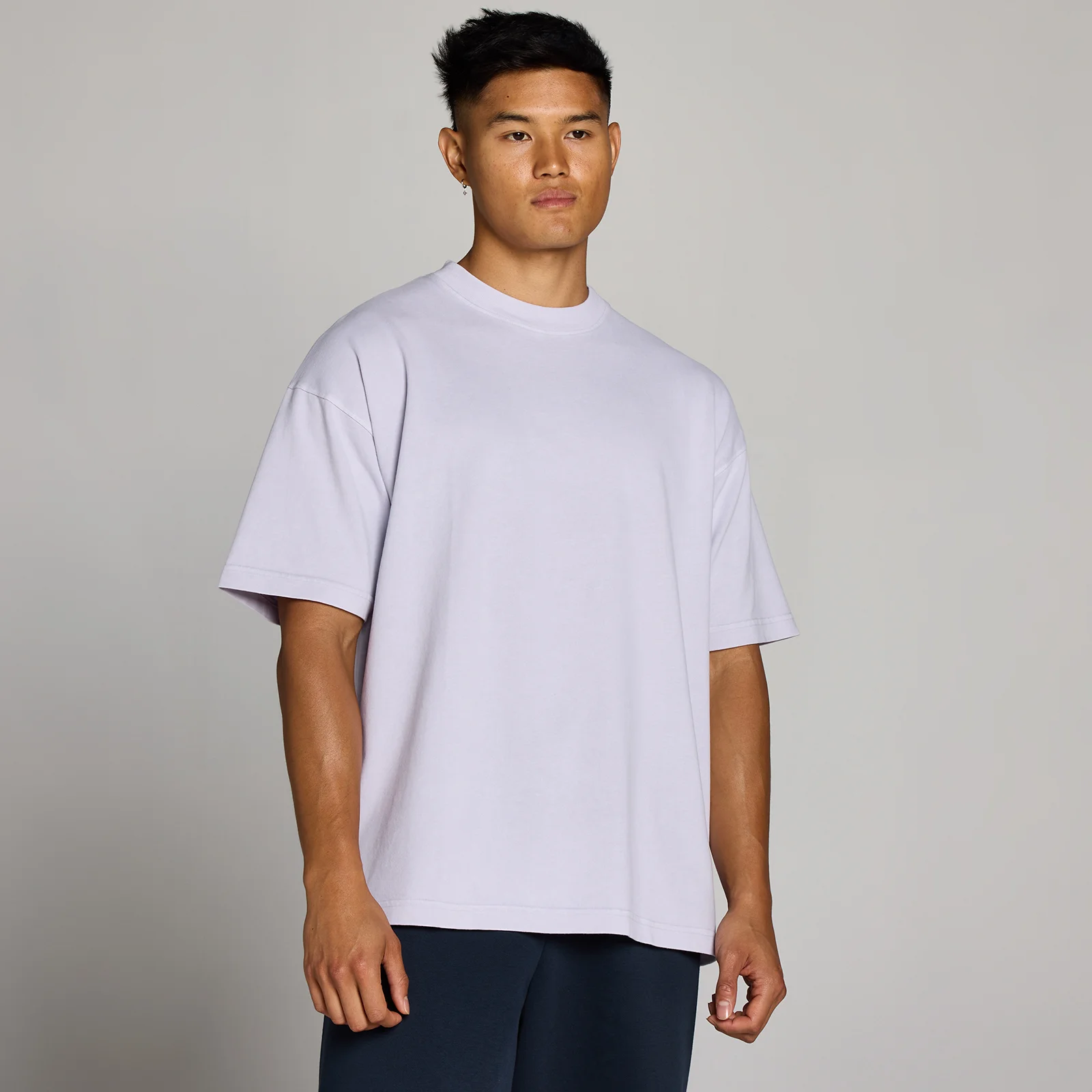 MP Pánské Bavlněné Tričko Oversized s Vintage Úpravou - Lila Šedá - XS Obrázek 1