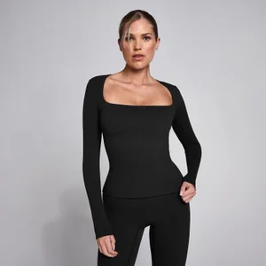 MP Dámské SculptForm Tričko s Dlouhým Rukávem a Čtvercovým Výstřihem - Černá - Size XS