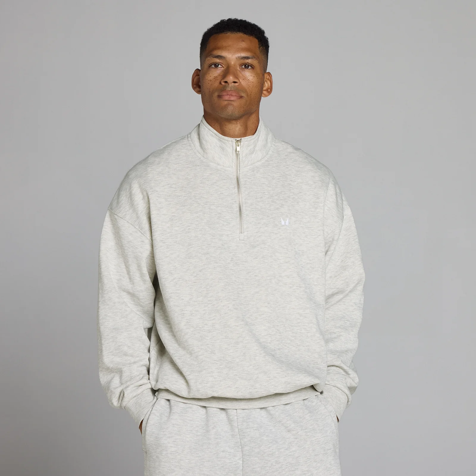 MP Men's Rest Day Oversized 1/4 Zip - Light Grey Marl - M Obrázek 1