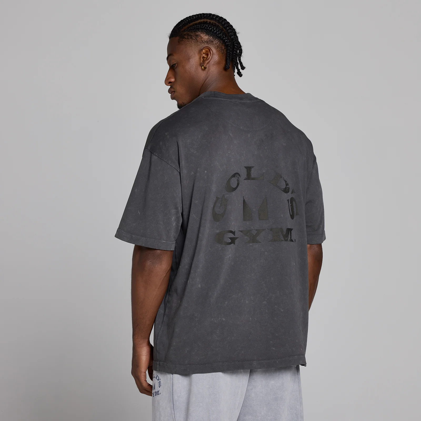 MP X Gold's Pánské Washed Graphic Oversized Tričko - Washed Coal - XS Obrázek 4