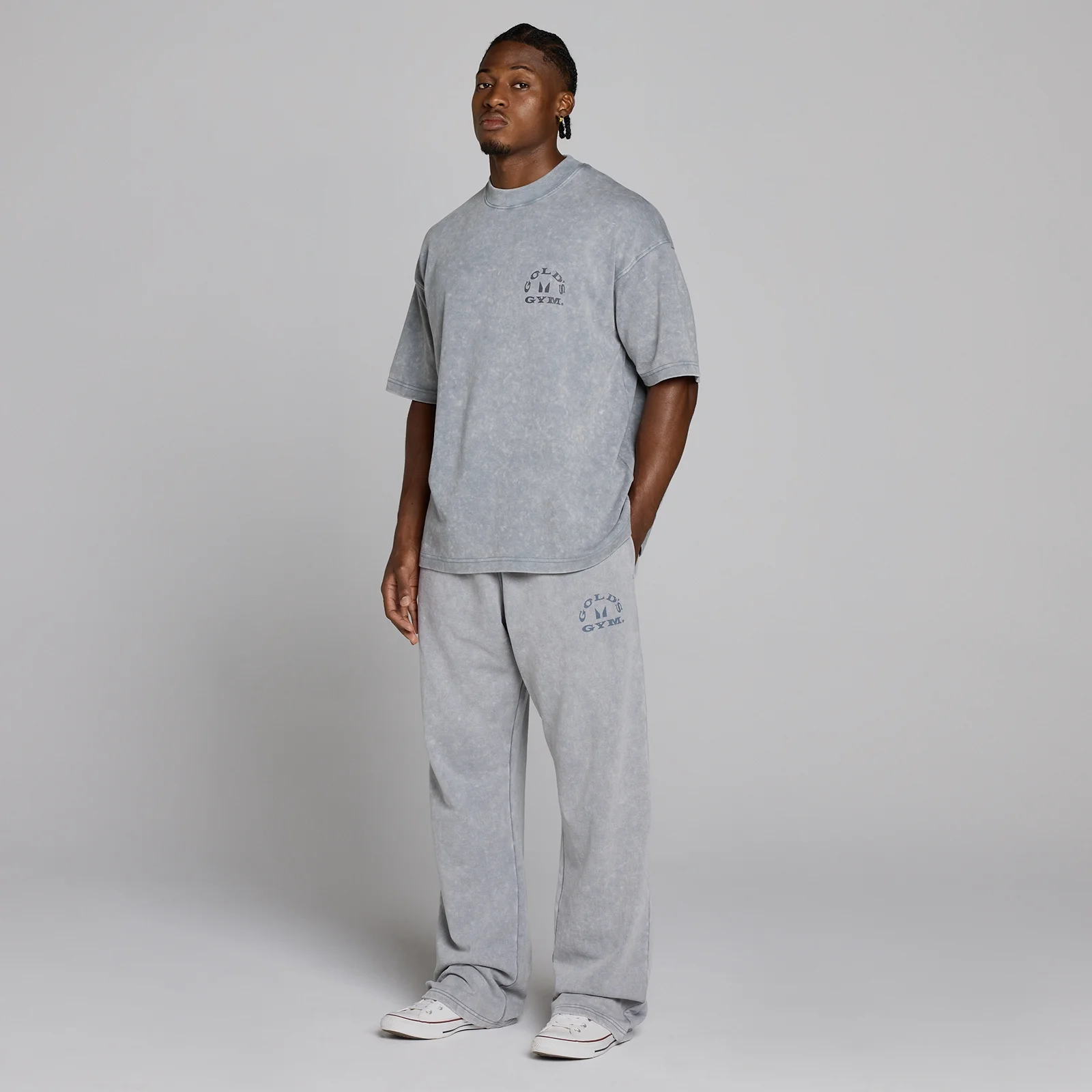 MP X Gold's Pánské Washed Graphic Oversized Tepláky - Steel Blue - L Obrázek 5
