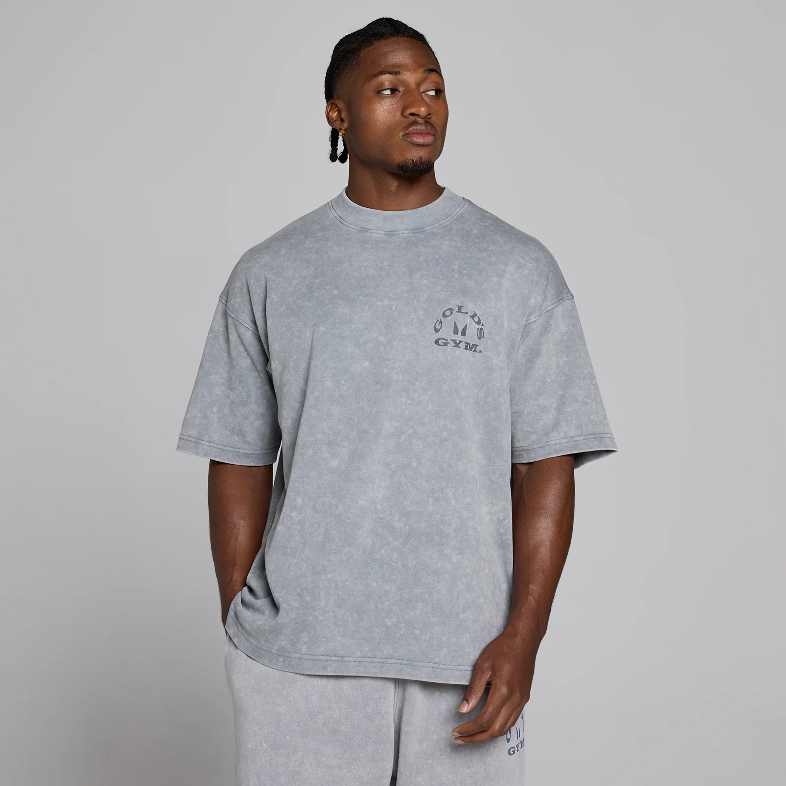 MP X Gold's Pánské Washed Graphic Oversized Tričko - Steel Blue - XS Obrázek 3